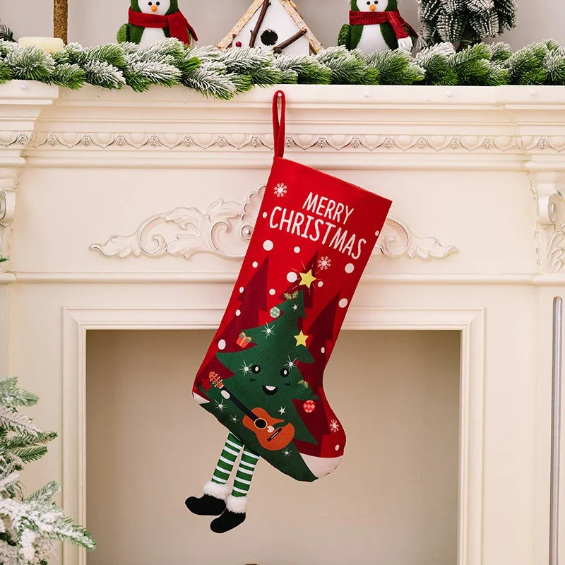 Large Christmas Stocking – Santa & Snowman Design
