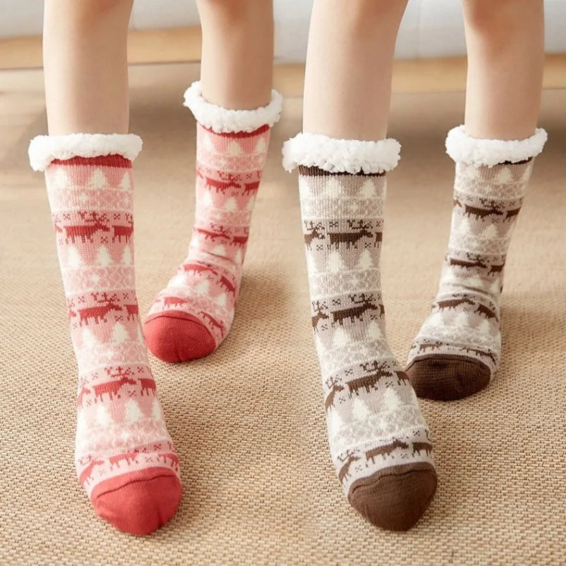 Winter Warm Plush Socks – Christmas Animal Design