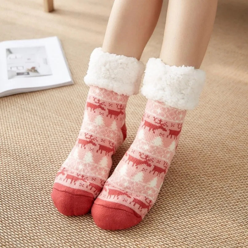Winter Warm Plush Socks – Christmas Animal Design