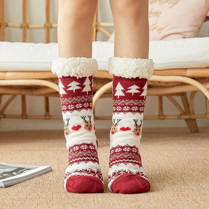 Winter Warm Plush Socks – Christmas Animal Design