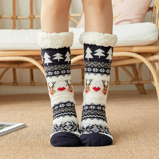 Winter Warm Plush Socks – Christmas Animal Design