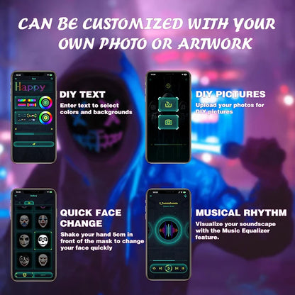 LED Programmable Mask – App Controlled Halloween Light-Up Mask