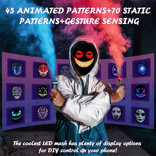 LED Programmable Mask – App Controlled Halloween Light-Up Mask