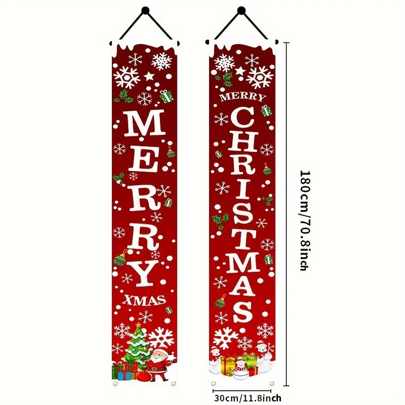 Pair of Christmas Hanging Banners – 180cm Festive Décor