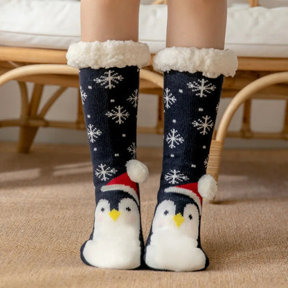 Winter Warm Plush Socks – Christmas Animal Design