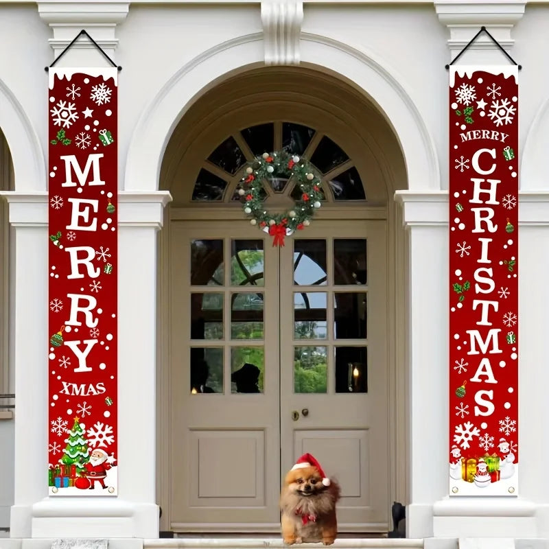 Pair of Christmas Hanging Banners – 180cm Festive Décor