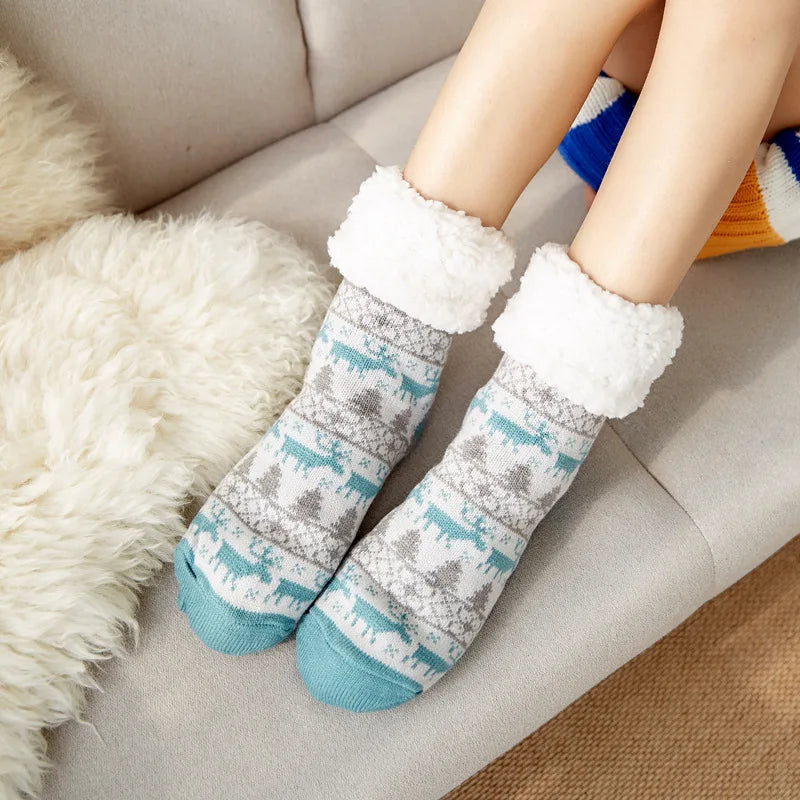 Winter Warm Plush Socks – Christmas Animal Design