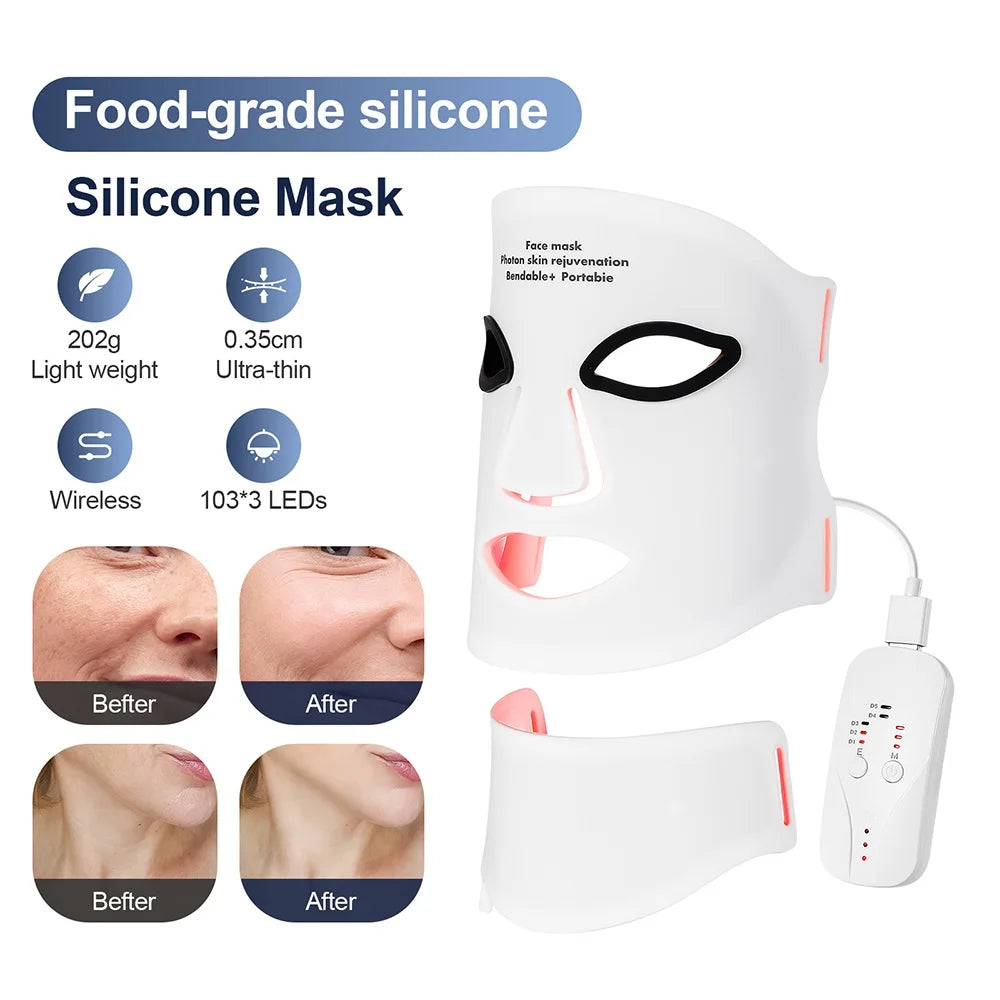 Silicone LED Face & Neck Mask – 7 Color Light Therapy