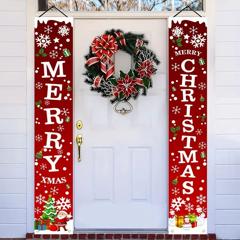 Pair of Christmas Hanging Banners – 180cm Festive Décor