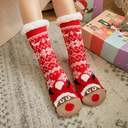 Winter Warm Plush Socks – Christmas Animal Design
