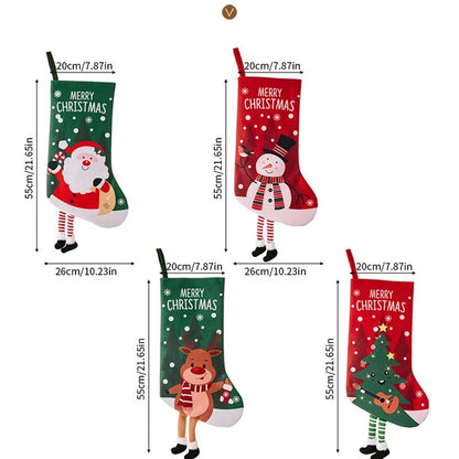 Large Christmas Stocking – Santa & Snowman Design