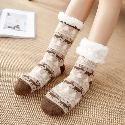 Winter Warm Plush Socks – Christmas Animal Design