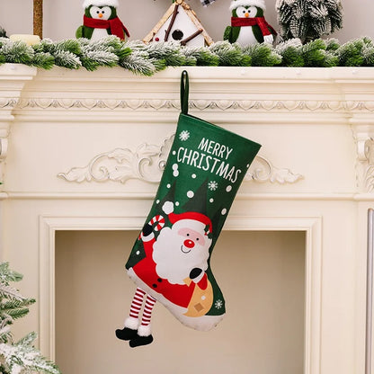 Large Christmas Stocking – Santa & Snowman Design