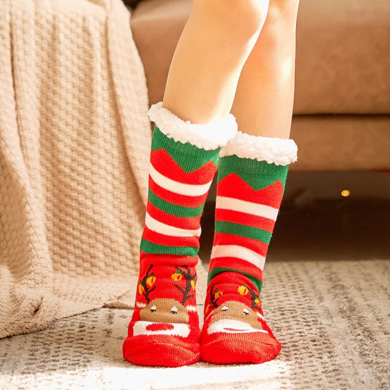 Winter Warm Plush Socks – Christmas Animal Design