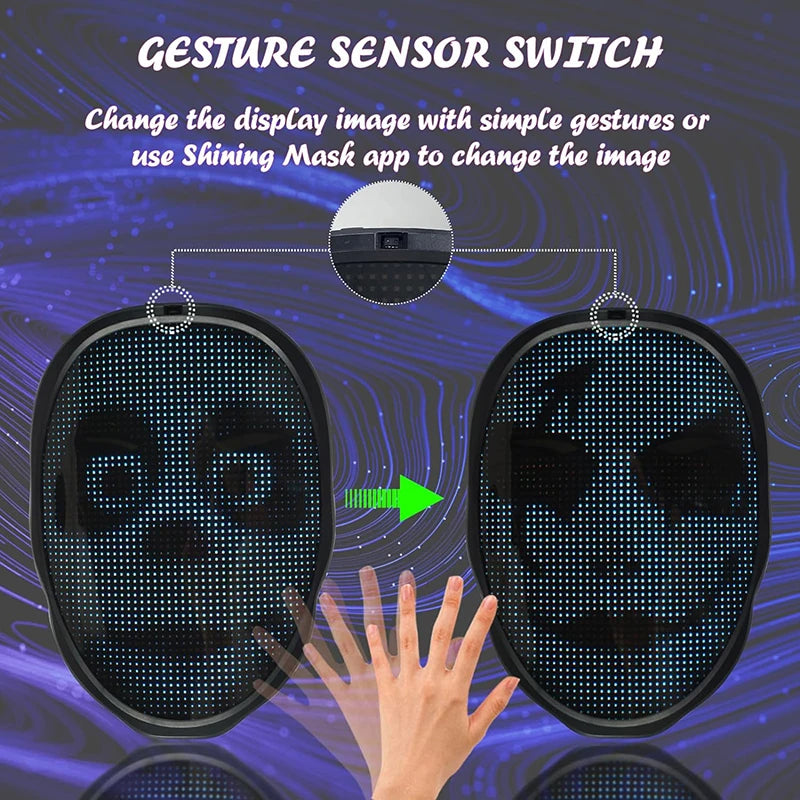 LED Programmable Mask – App Controlled Halloween Light-Up Mask