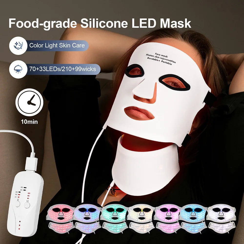 Silicone LED Face & Neck Mask – 7 Color Light Therapy
