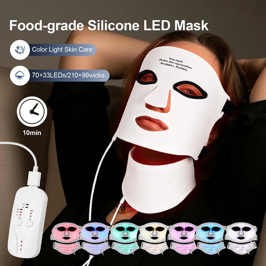 Silicone LED Face & Neck Mask – 7 Color Light Therapy