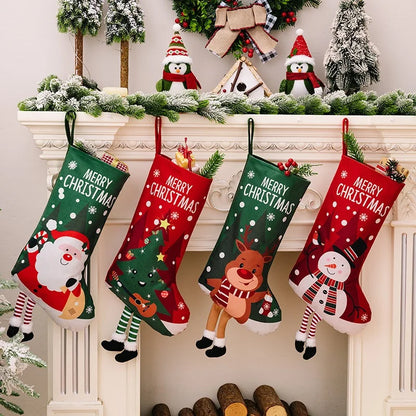 Large Christmas Stocking – Santa & Snowman Design