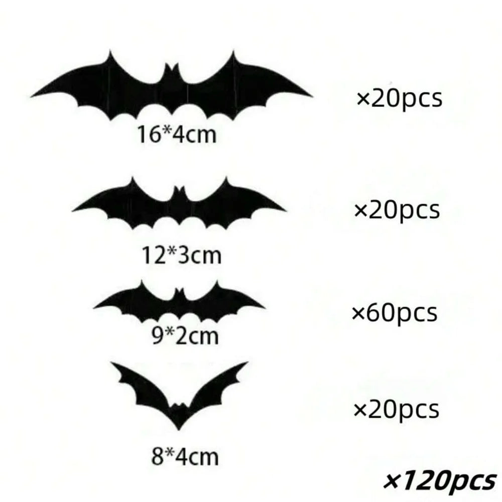 60pcs 3D Black Bat Wall Décor – Waterproof Halloween Decoration