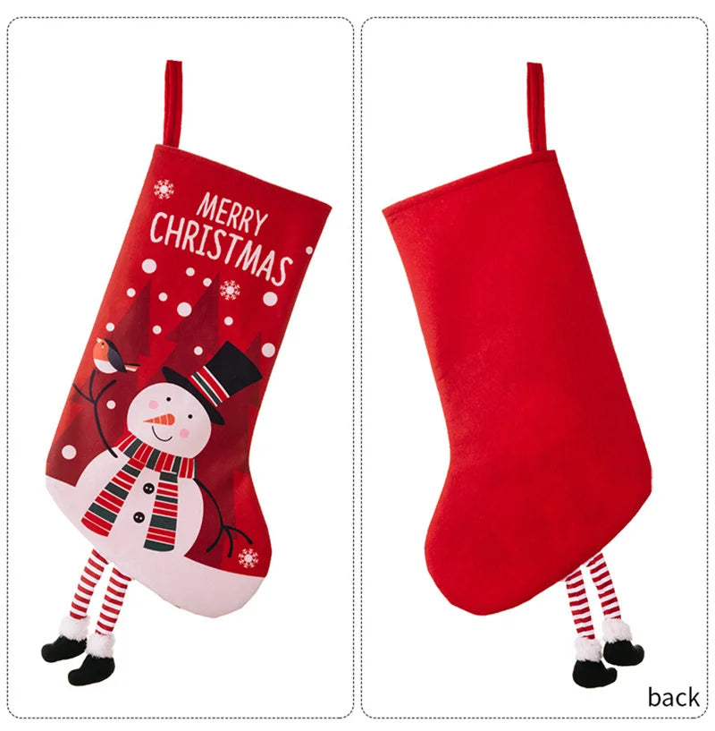 Large Christmas Stocking – Santa & Snowman Design