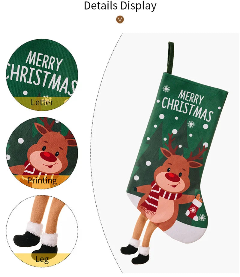 Large Christmas Stocking – Santa & Snowman Design
