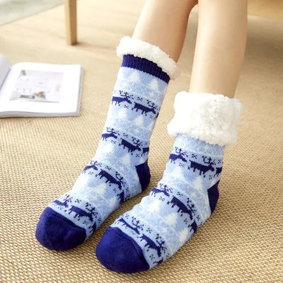 Winter Warm Plush Socks – Christmas Animal Design